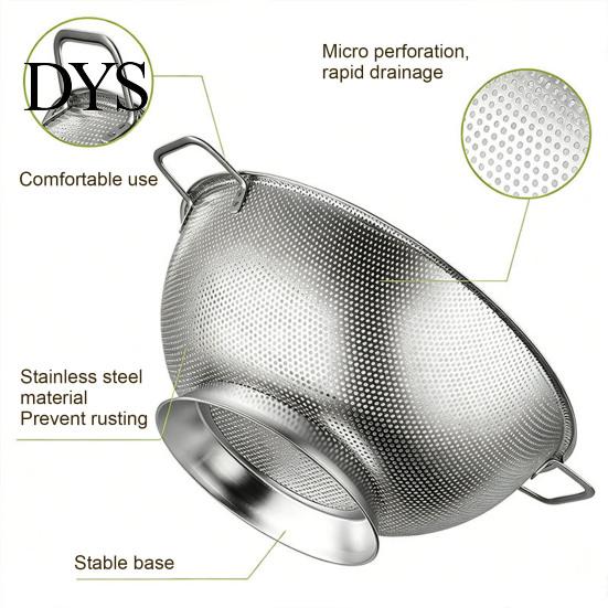 Gadget da Cucina Pratico per Scolare Cestello Scolapasta in Acciaio Inossidabile a Doppia Maniglia, Cestello a Maglia Fine Resistente, Scolapasta per Verdure, Setaccio per Lavare il Riso