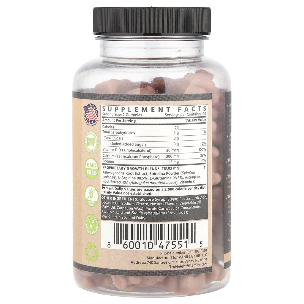 Klíčové růstové gumové želé, Multivitamin, Pro děti od 5 let, Melounová příchuť, 60 želé