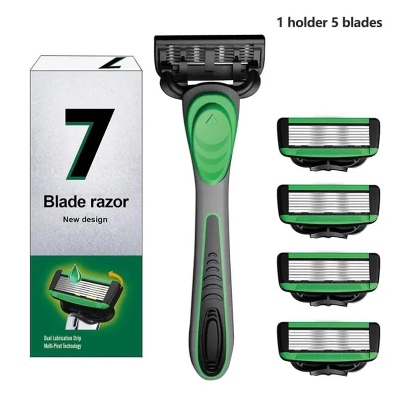 New Manual Razor For Men 7-Layer Blade Shaving Knife Stainless Steel Blades No Skin Damage Old Style Blades Shaver