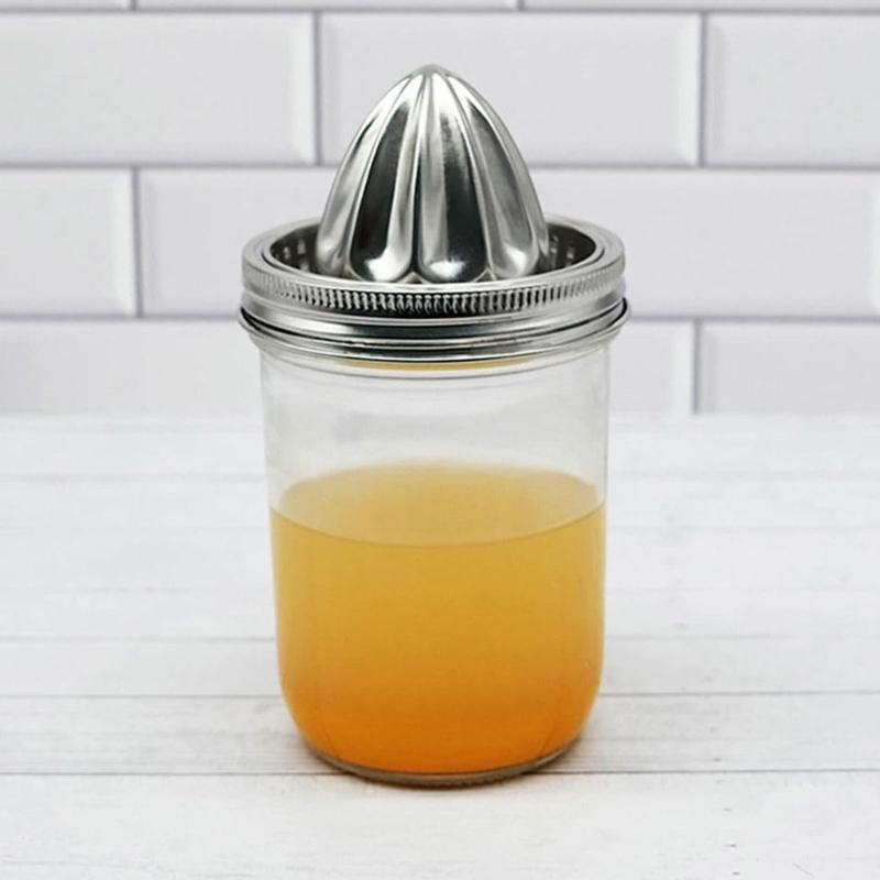 Stainless Steel Citrus Juicer Lid for 3.38inch Mason Jar Dishwasher Safe Manual Fruit Press with Ergonomic Handle