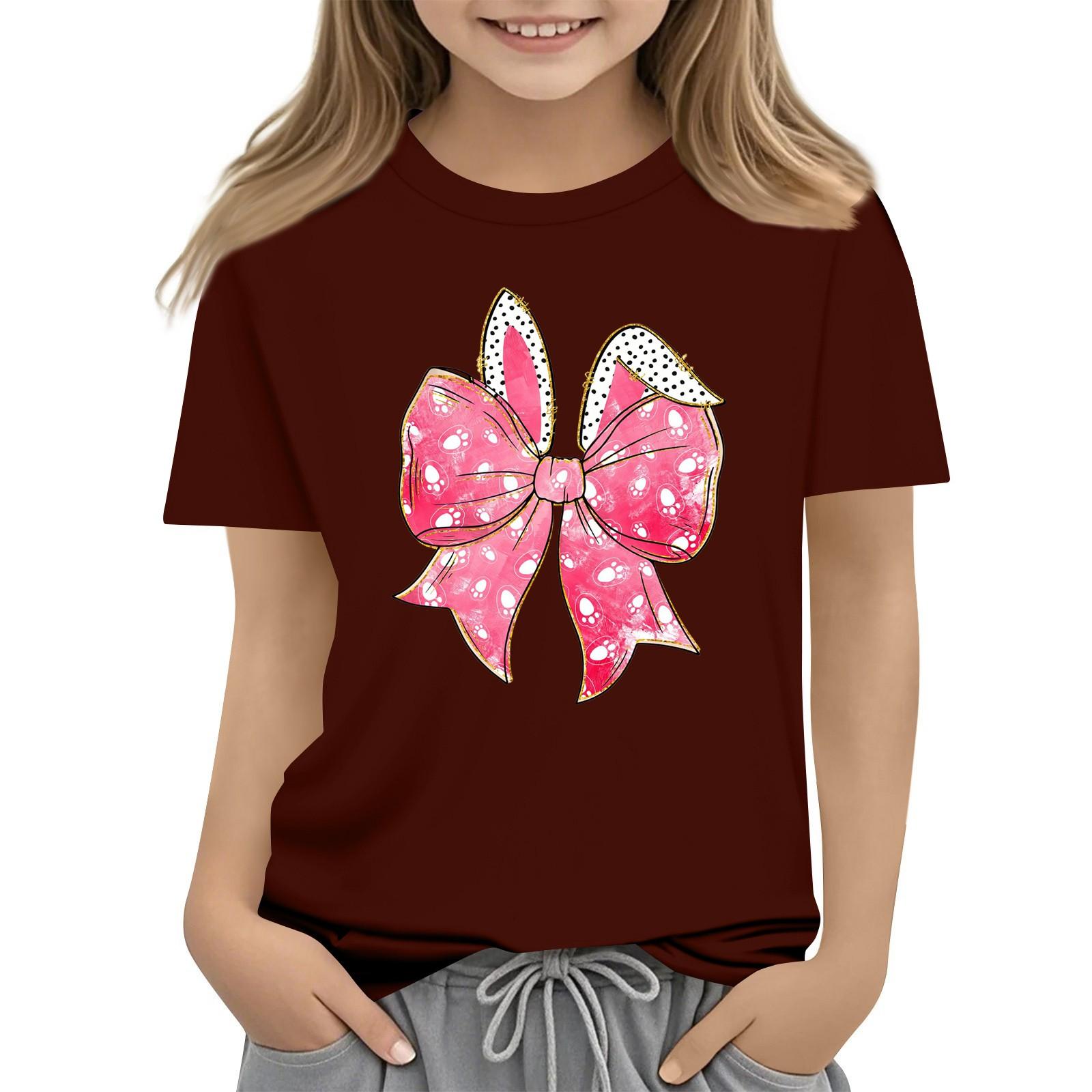 

Летний детский топ с круглым вырезом, пасхальная футболка с короткими рукавами, верх, низ 150 винный