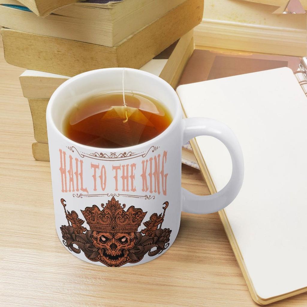 11oz Weiße Keramiktasse mit beidseitigem Druckdesign, Perfekt für Morgenkaffee und entspannende Getränkemomente