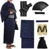 TOuWA Yukata Set Square Shingen Waist Folding Folding Fan and Cushioned Geta Plus Easy To Perfect for Summer Fireworks and Events Size Men's 7-Piece