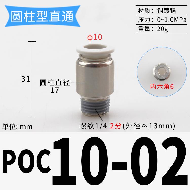 PC M3/4/5/6/8 1/8" 1/4" 3/8" BSP X 3 4 6 8 10mm Tube Brass Pneumatic Air Fittings Push In Connector For Air Compressor Cylinder