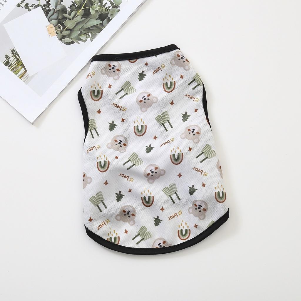 Cartoon Cute Pet Dog Costume Print Dog Sweatshirt Breathable Chihuahua Teddy Tank Top XS-2XL