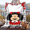 Warm Flannel Blanket Mafalda Pattern, Lightweight Comfortable Throw Blanket for Bed Sofa Use
