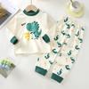 Kids Cotton Thermal Underwear Set Boys Girls Autumn Pajamas Home Wear Long Sleeve Top And Pants Baby Warm Base Layer