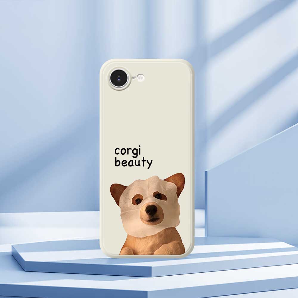 For iPhone 16e Case Cute Corgi Beauty Pattern Printing Straight Edge TPU Phone Back Cover