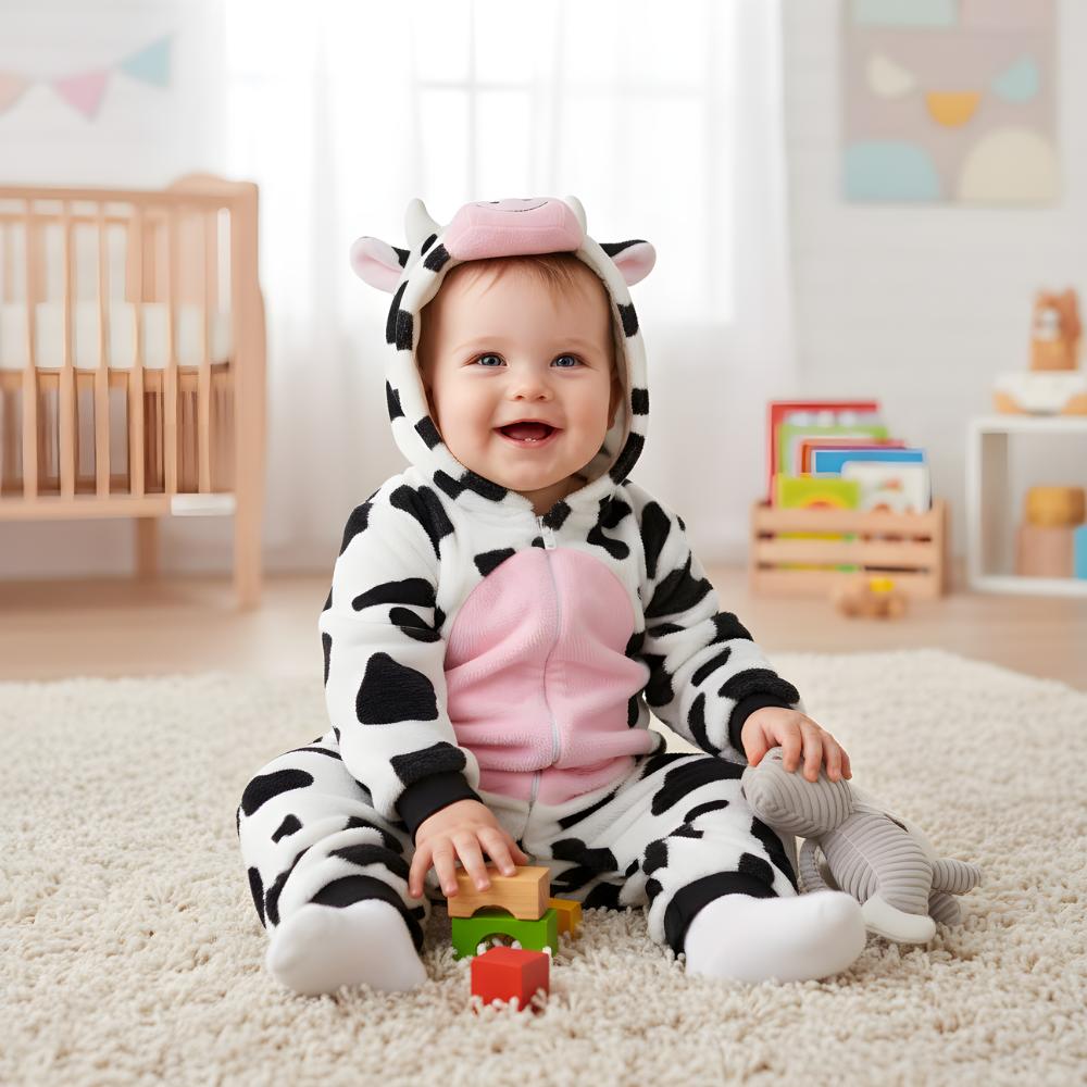 Piżama Onesie Kostium Przebranie Śpiochy Krówka Niemowlę 100: 83-91 Cm