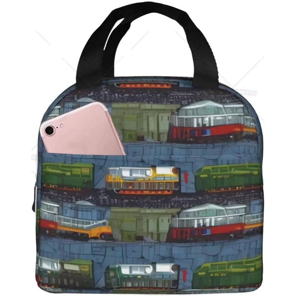 Construction Machinery and Equipment Set Insulated Lunch Bag for Women Men Cars Reusable Lunch Box for Office Work Picnic Beach