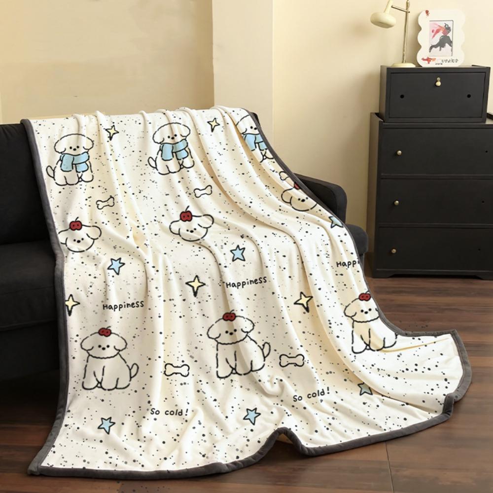 Sofa Cover Comfortable Capybara Blanket Printing Lightweight Cartoon Shawl Blanket Flannel Cute Puppy Print Sofa Blanket Office