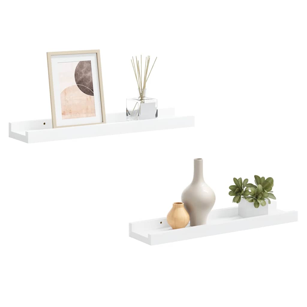 Picture Ledges 2 Pcs White 40 X 9 X 3 Cm MDF