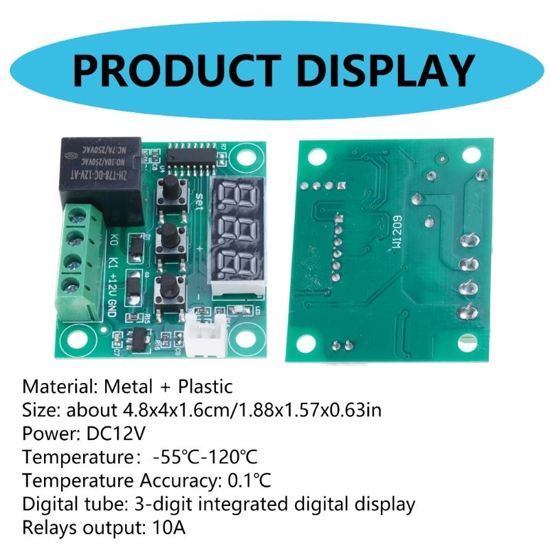 W1209 DC12V Digital Temperature Controller Module With Waterproof Sensoring For Precise Heating And Cooling Control