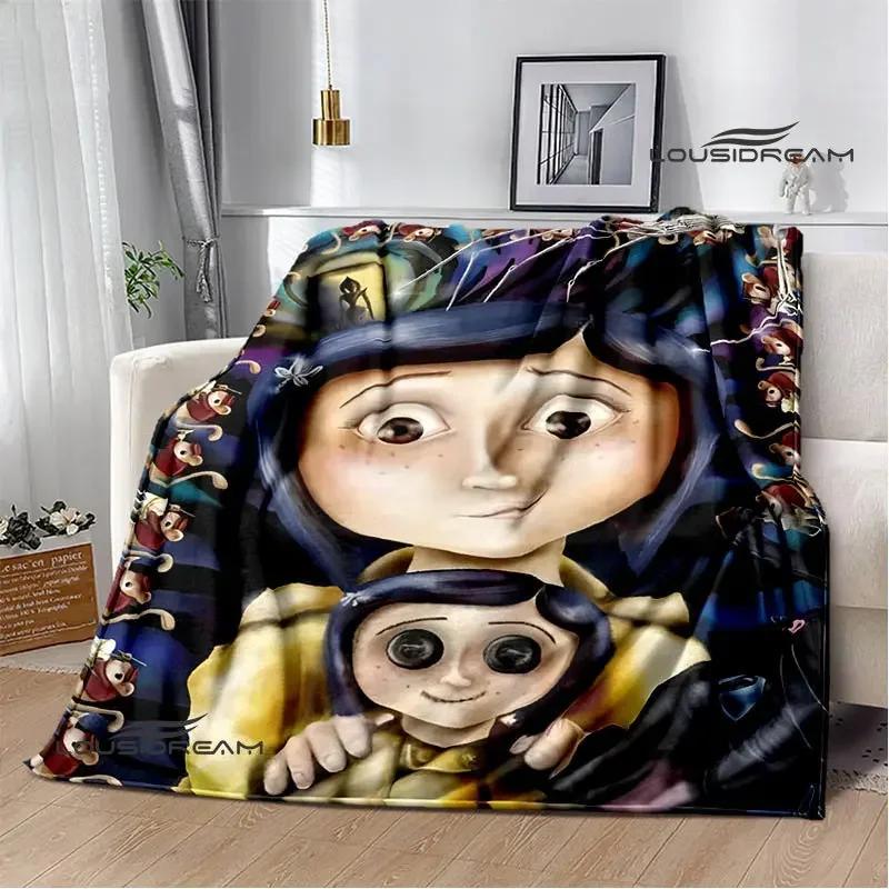 C-coraline Cartoon Printied Blanket Warm Beautiful Flannel Soft and Comfortable Blanket Home Travel Blanket Birthday Gift