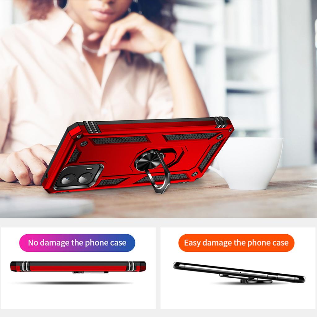 For Motorola Moto G 5G (2023) Hard Anti-scratch Phone Shell Ring Holder Kickstand PC+TPU+Metal Phone Cover