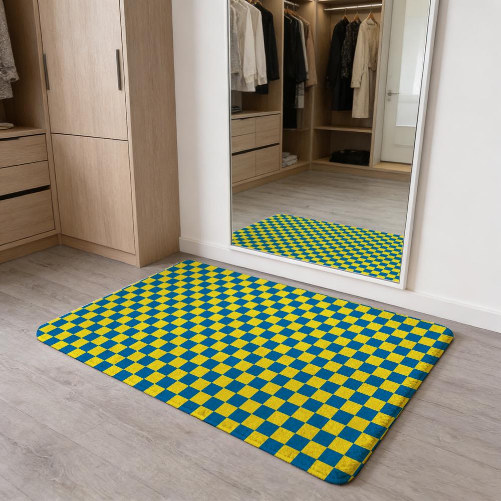 Tappetino per Pavimento a Scacchiera Tappetino per Porta in Flanella Antiscivolo Assorbente Lavabile Tappeto per Interni Casa