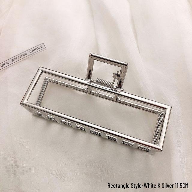 Silver Metal Geometric Shark Hair Clip for Thick Hair