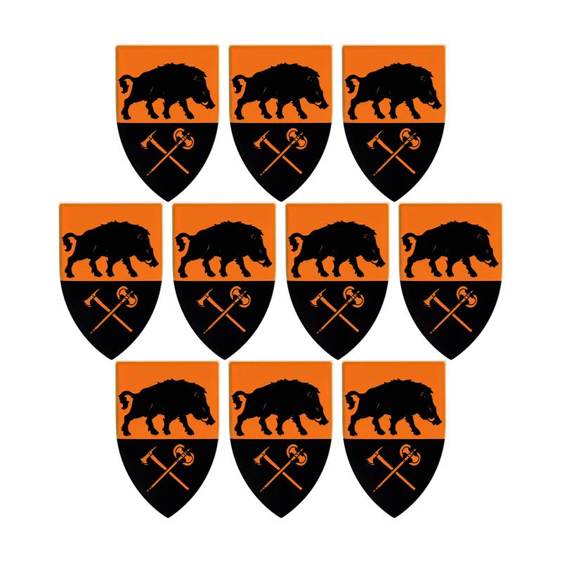 MOC Medieval Military Castle Weapon Roman Knight Helmet Shield Accessories Building Blocks Green Dragon Lion Crusader Bricks Toy