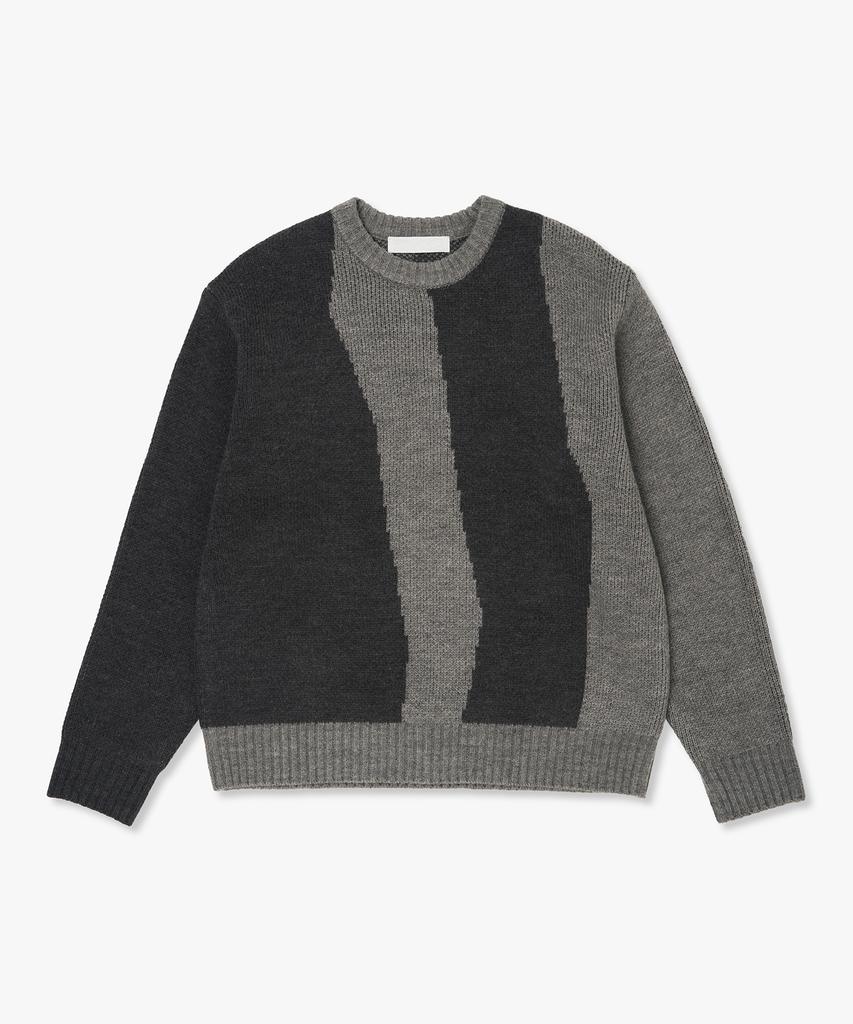 PLAC Wave Stripe Round Neck Knit_2 Colors