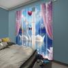 2pc,  Curtain Valentine's Day_ Swan Lake of Love Protecting Privacy Festive Wall Decor for Indoor Celebrations Decor