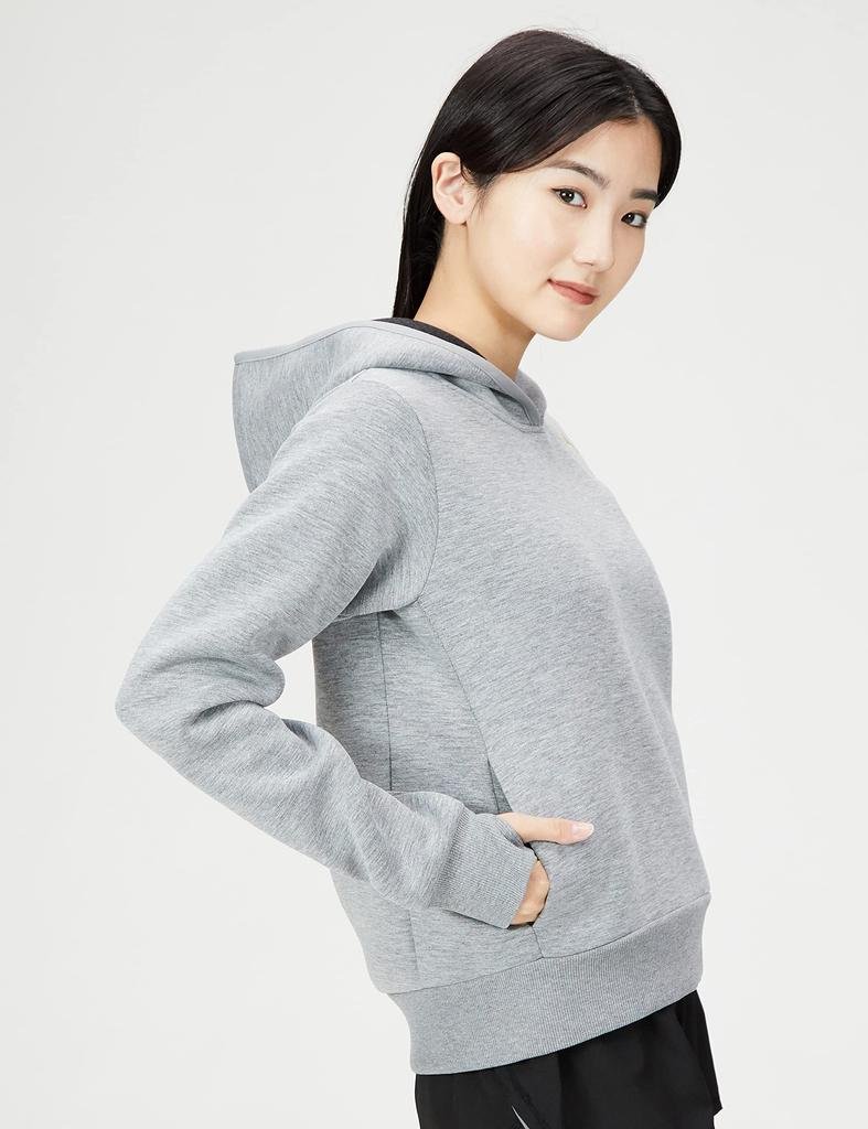 Champion Techweave 3LS Hooded Long Oxford Size M Women's Sweatshirt, CW-WS102, Sleeve, Stretch, Warm, Water-Repellent, One-Point Logo, Gray,