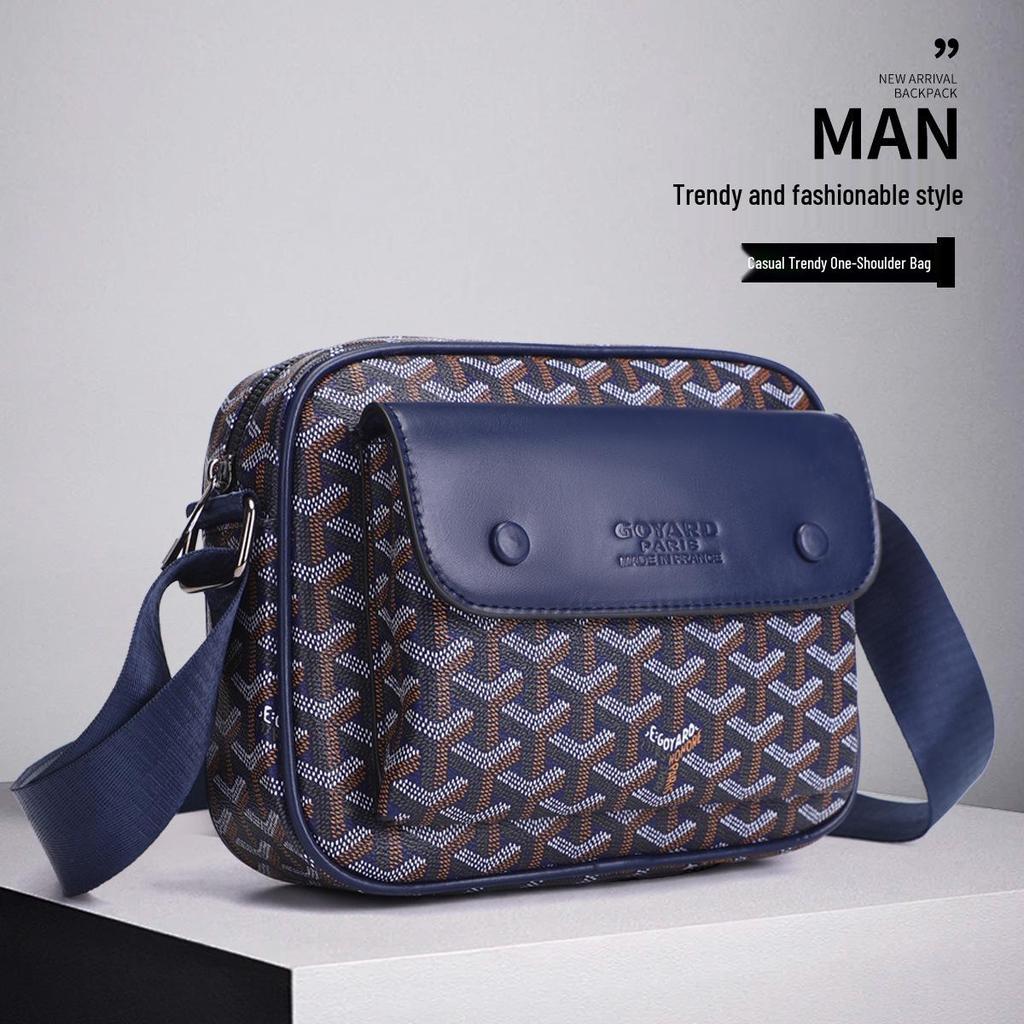 2025 Men's Fashion Retro Print Crossbody Bag: Business Casual Single Shoulder Multi-compartment Backpack