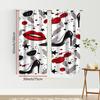2pcs Stylish Red Lip & High Heel Curtains Fashion Glam Design Sheer Light-Filtering Fabric Bedroom Living Room Window Decor
