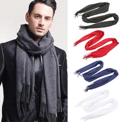 Solid Color Warm Scarf Long Tassel Shawl Fashion Men Scarf