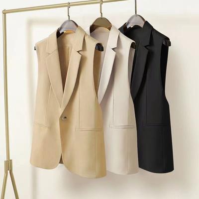 Fashion Temperament Capable Style New Version of All Black Suit Vests Female Autumn Wear