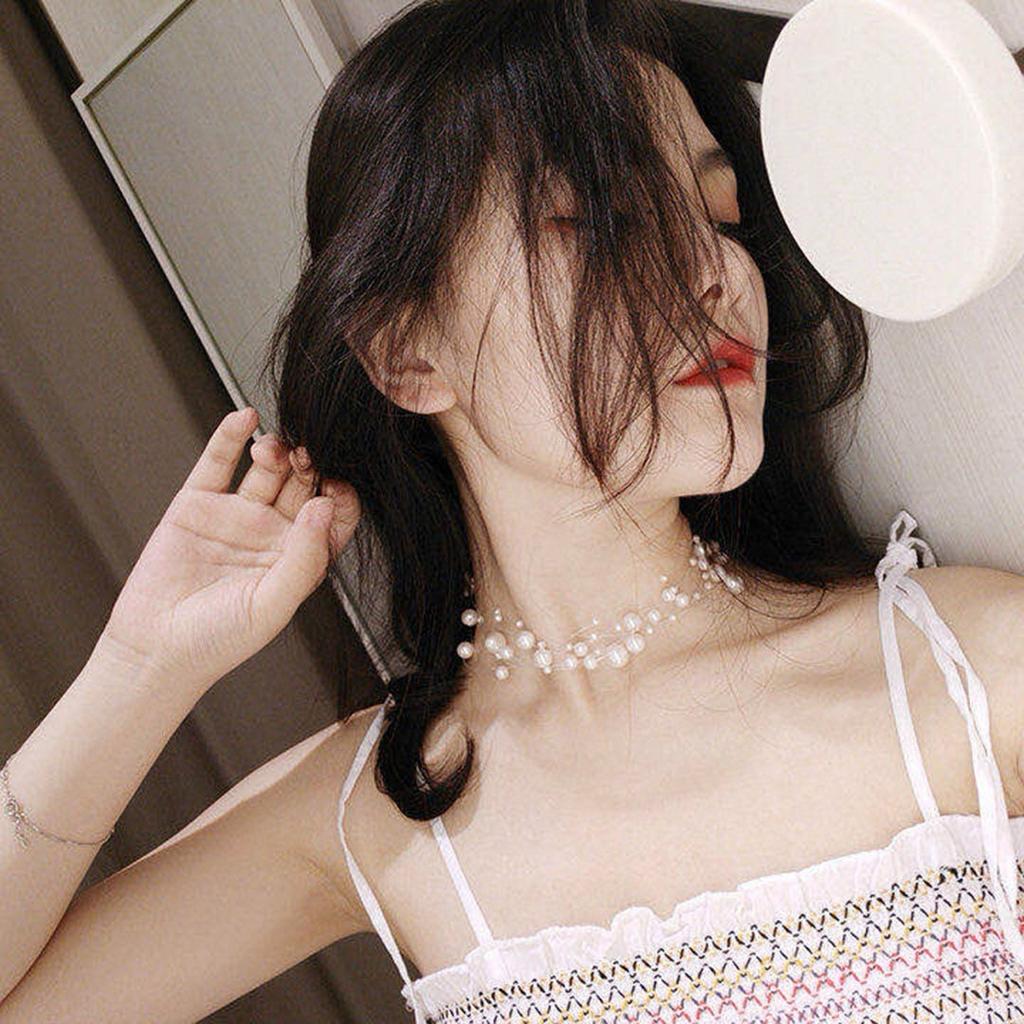 Natural freshwater pearl multi-layer gypsy necklace accessories women's French light luxury fashion temperament niche design items