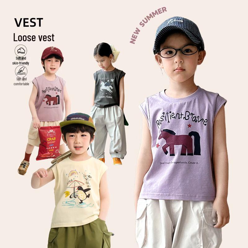 LUSON Girls  Baby Summer Casual Breathable Sleeveless T-Shirt 120