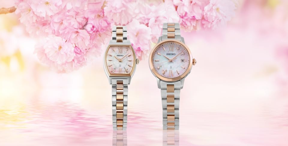 LUKIA Analog Quartz Pink Gradient SAKURA Blooming Limited Silver Silky Pink [Seiko Watch] Tonneau-shaped Watch, Dial, "2026 Edition" SSWA018, Ladies',