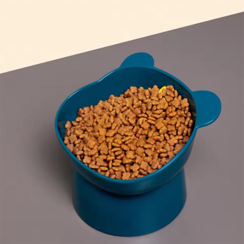 New Elevated Cat Bowls Stress Free Feeder and Waterer with Base Anti-Vomiting Tilted Raised Nonslip Pet Bowls