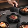 Japanese Style Salmon Tray Hotel Creative Tableware Coal Ball Volcano Stone Artistic Dish Black Sushi Sashimi Plate Food Display