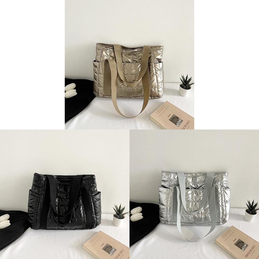 Cotton Tote Bag With Grid Pattern For Casual Daily Use