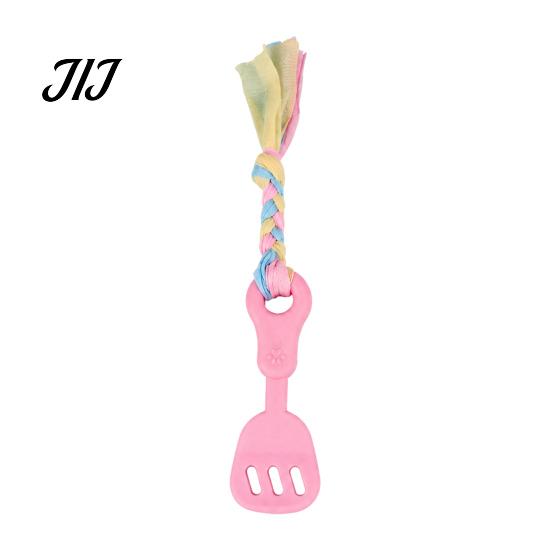 Teeth Cleaning Toys for Small Dogs Spatula Shaped Dog Chew Toy with Braided Fabric Rope, Interactive Puppy Teething Pet Molar Bite Toy, Medium Stress