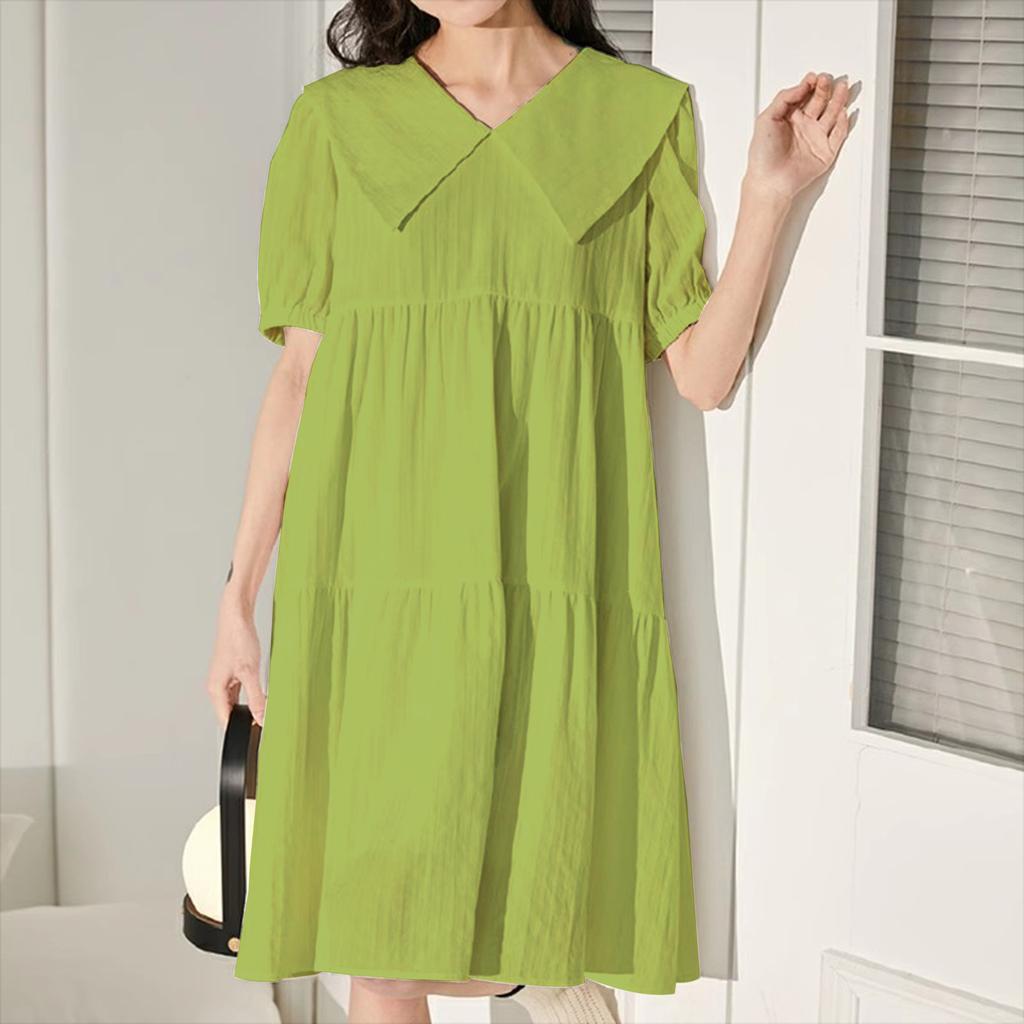 Sweet and gentle wind retro yellow dress female doll collar small fresh coffee break French temperament first love long dress