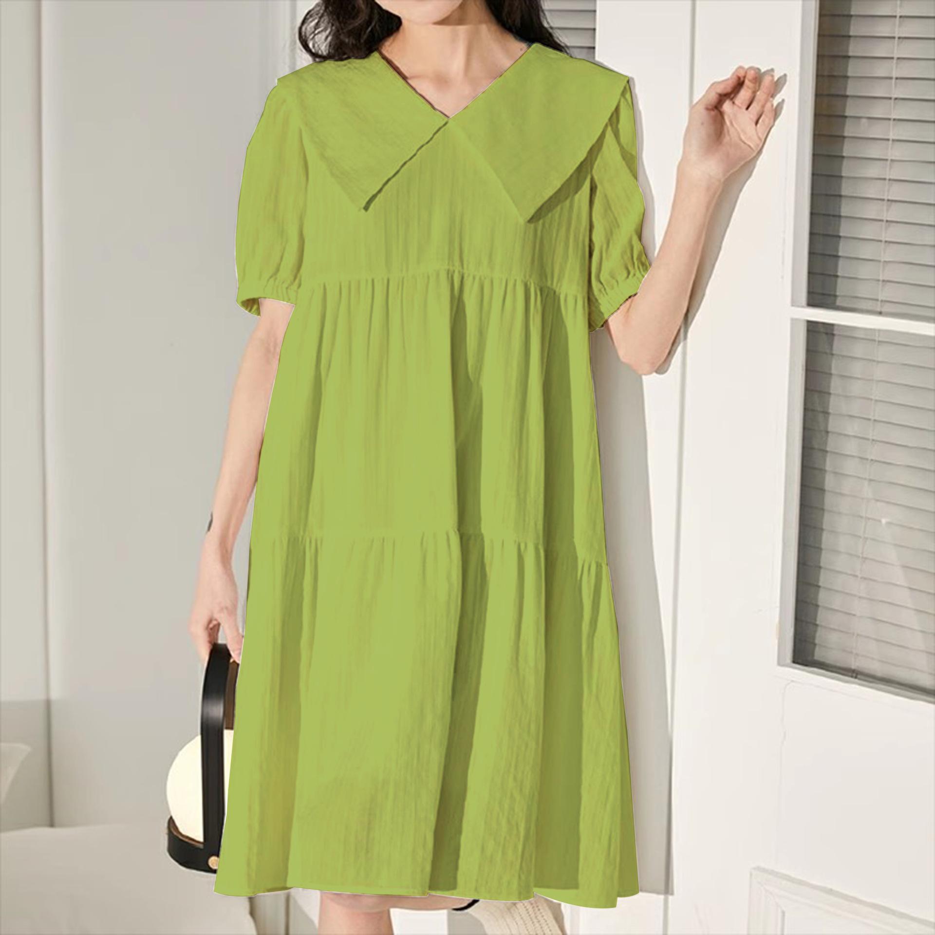 

Sweet and gentle wind retro yellow dress female doll collar small fresh coffee break French temperament first love long dress 3XL зелений