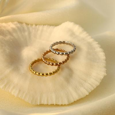 Fashion Commuter Minimalist Style Personality Round Bead Medical 316 Design Ring Niche Versatile Titanium Steel Gold Plated