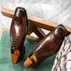 British retro business dress Oxford leather shoes men's light luxury handmade cowhide breathable Brock carved trendy shoes