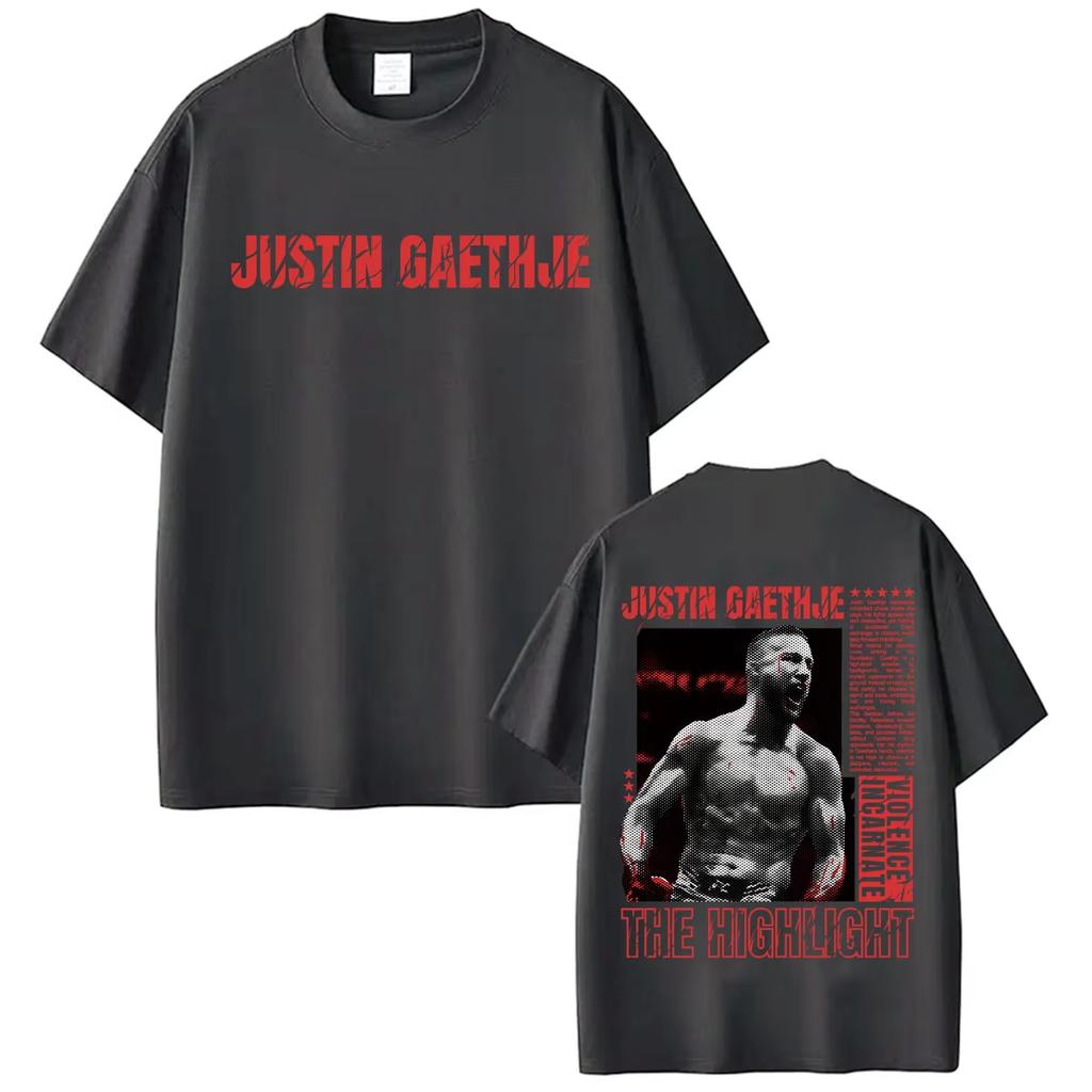 Fashion Violent Aesthetic Summer T-shirt Printed With Classic Highlights of Justin Gaethje Women And Men T-shirt