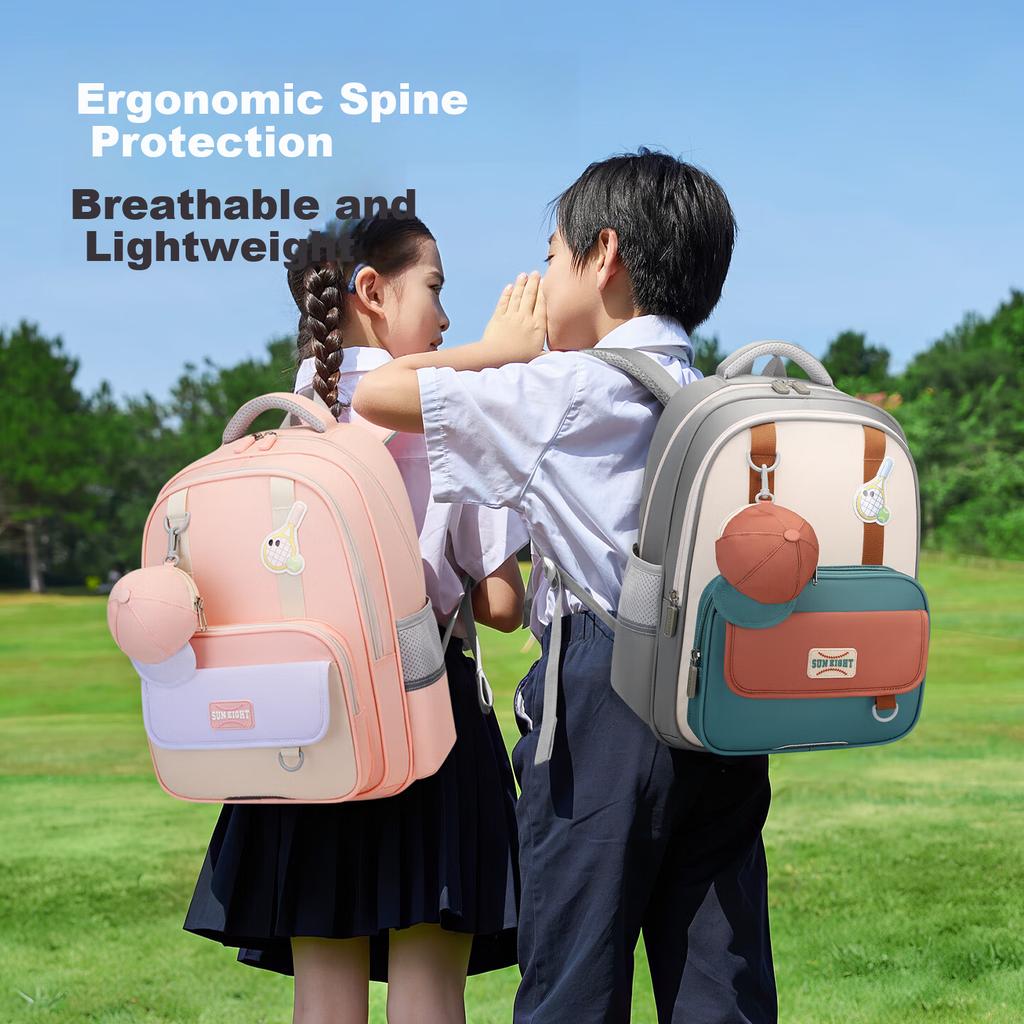 Sunshine 8 O'clock Primary School Student Backpack Kids Boys Girls Ergonomic Lightweight Shoulder Bag