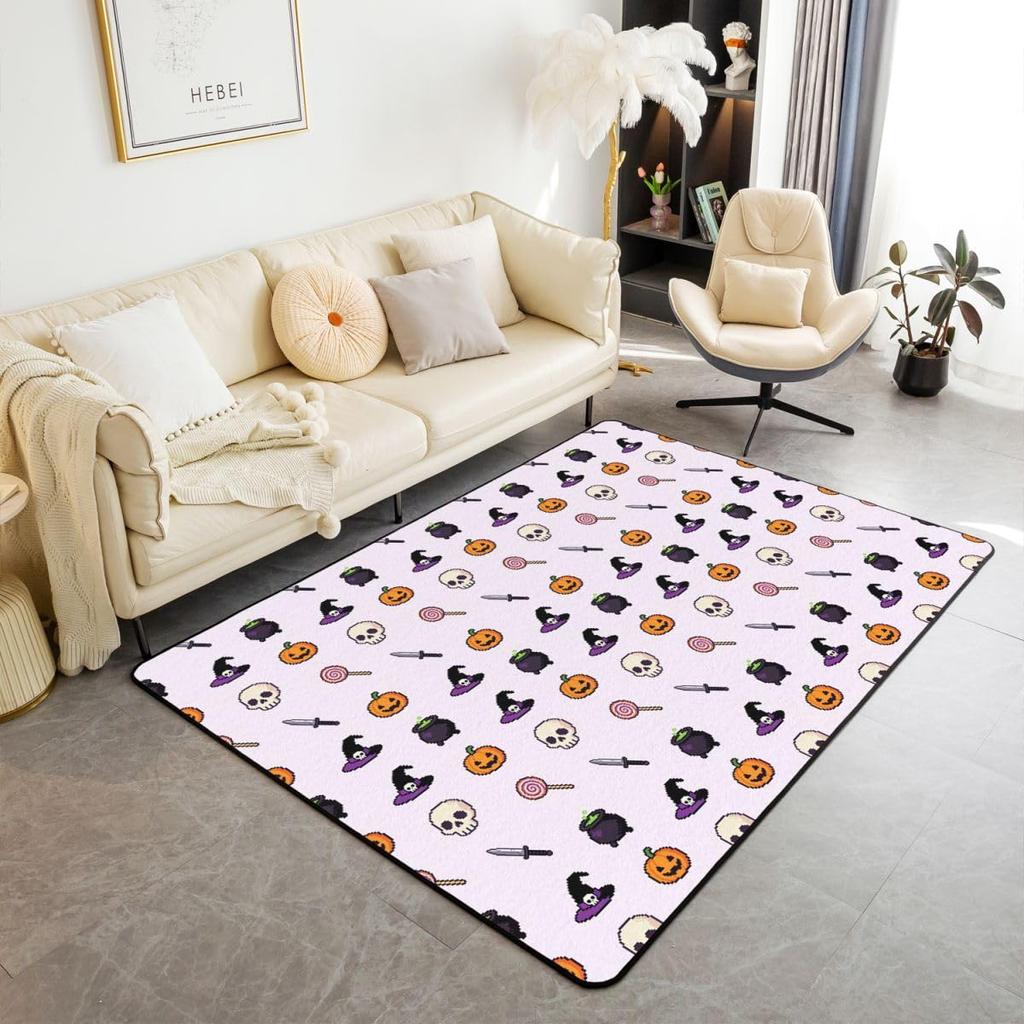 Spider Web Kids Area Rug,Black Spider Arachnid Insect Animals Indoor Floor Mat Entrance Rug for Boys Man Girls Women,Halloween Gothic Non Sl