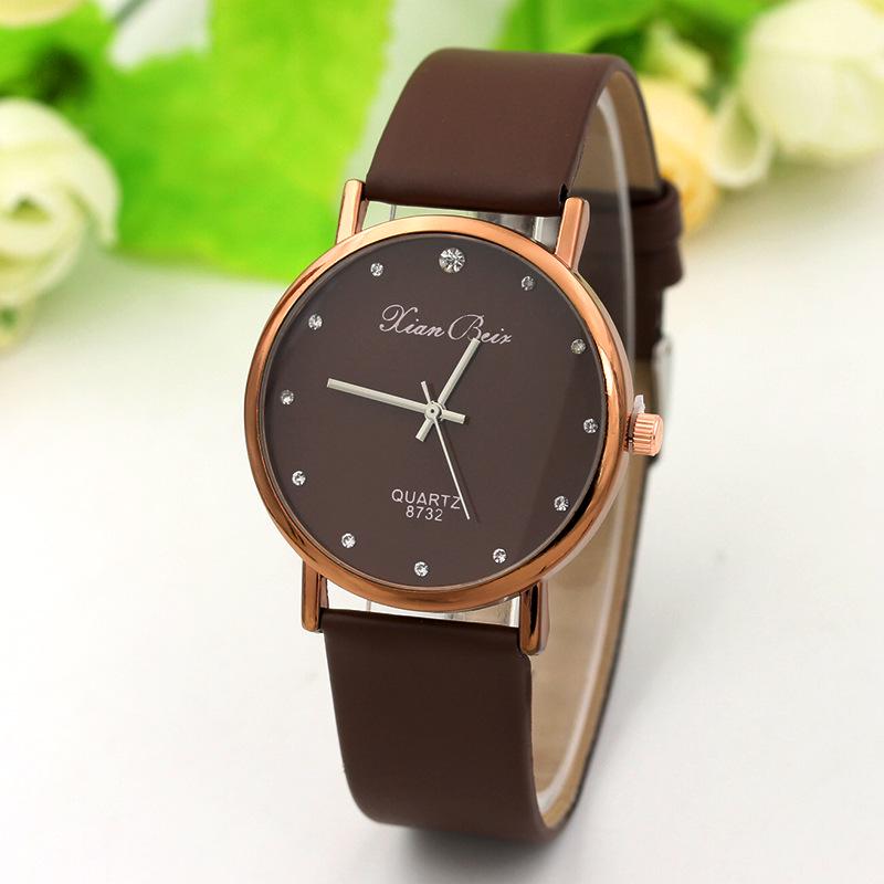 Fashion Charm Women Leatheroid Band Round Dial Quartz Wrist Watch