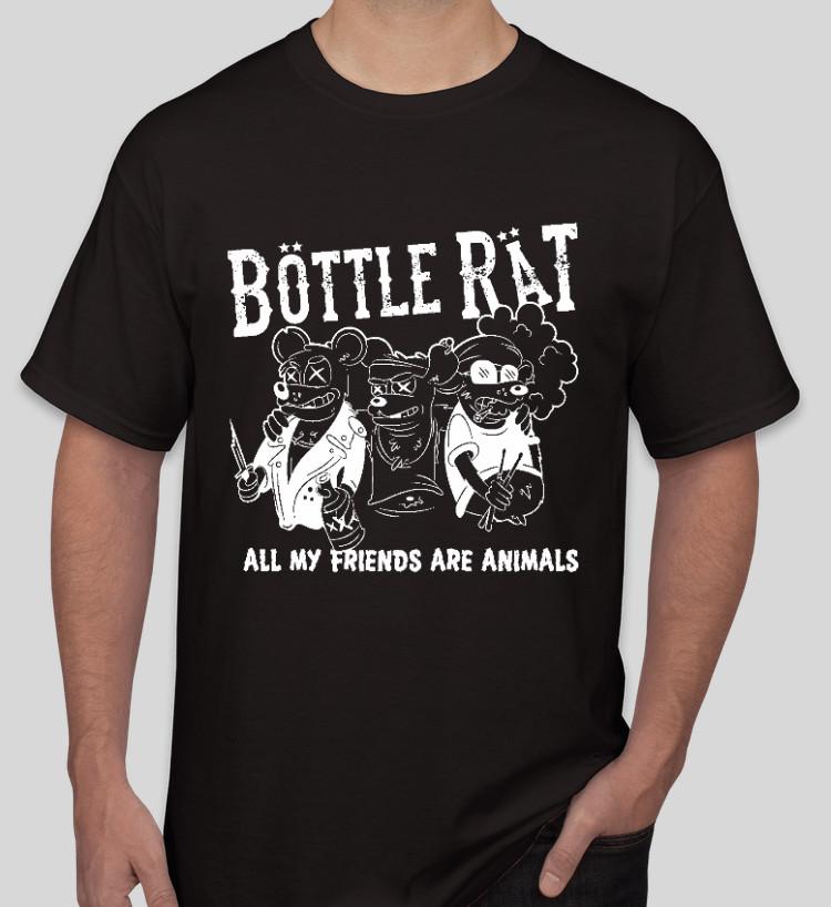 

Bottle Rat All my friends are animals Punk rock music band T shirt tee L