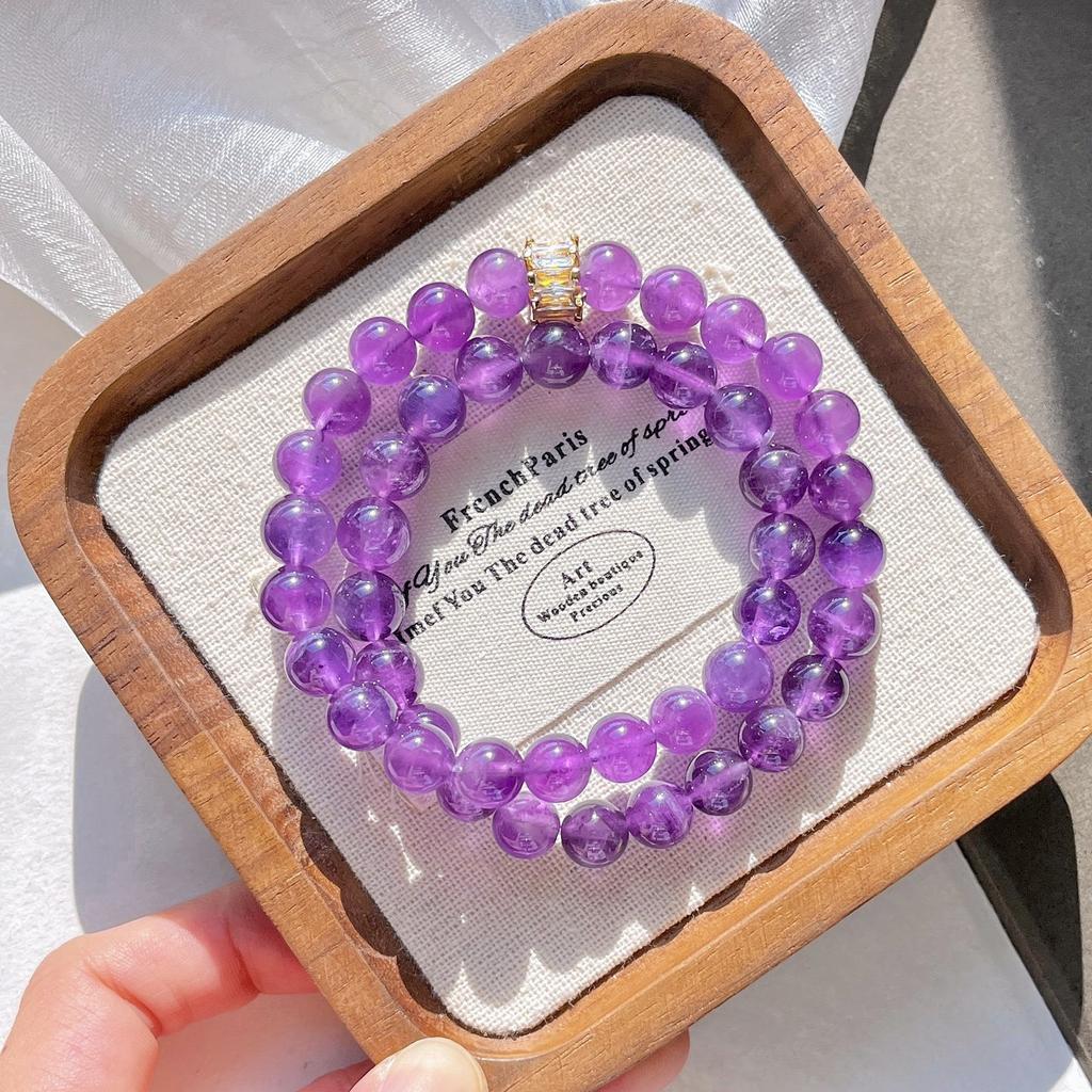 8Mm Autumn And Winter Natural Amethyst Design Sense Multi-Circle Commuter Bracelet Bracelet