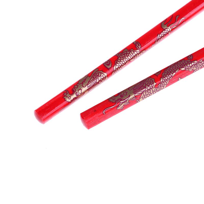 Red Chopsticks Chinese Wood Bag Holder Dinnerware Flatware Kitchen Food Stick