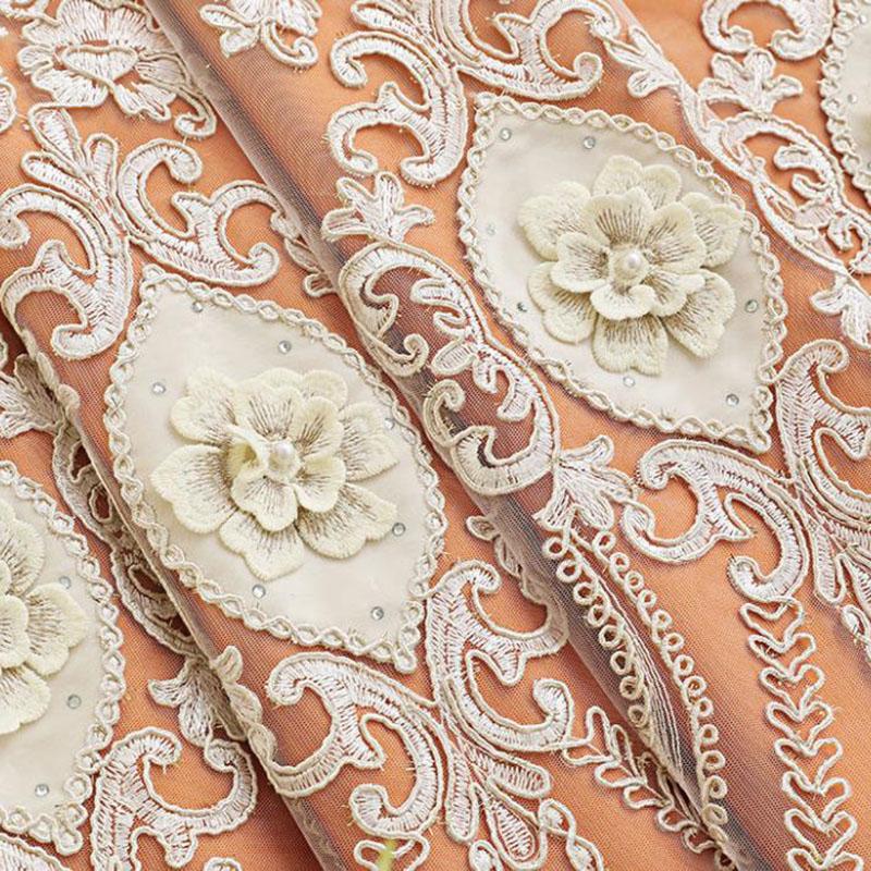 Curtain European Style Double-layer Thickened Curtain Shading Yarn Living Room Bedroom Home Embroidered Double-opening Sunshade Curtain Rod