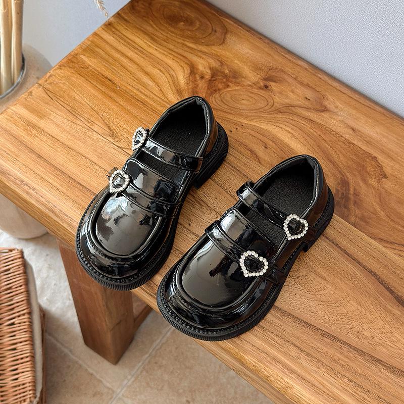Little Girls' Black Leather Princess Shoes - French Style Soft Sole for Autumn 2025, Perfect for Campus & Performances.