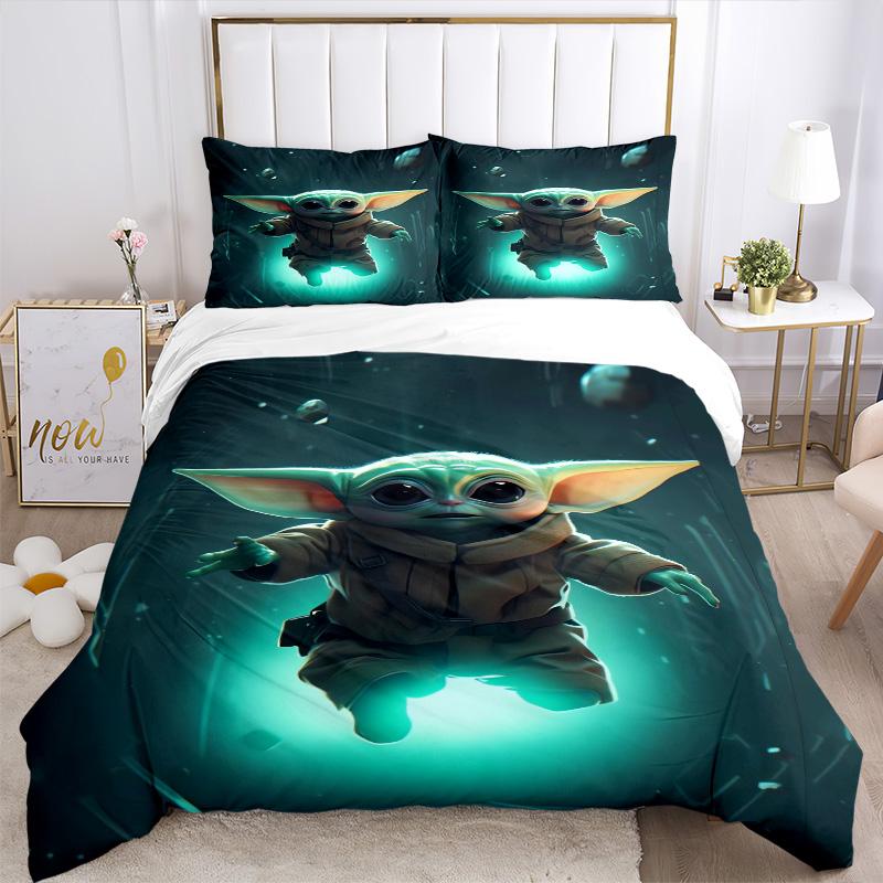 Baby Yoda Print 3Pcs Bedding Setduvet Cover With 2 Bedropillowcase Home Birthday Gift